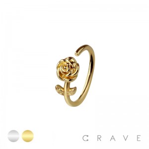 ROSE FLOWER TOP 316L SURGICAL STEEL HOOP NOSE RING